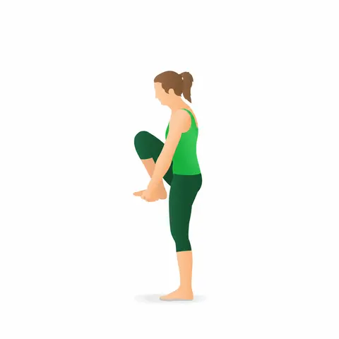 Tư thế Tư thế Đứng Đầu chạm gối (nắm bàn chân)